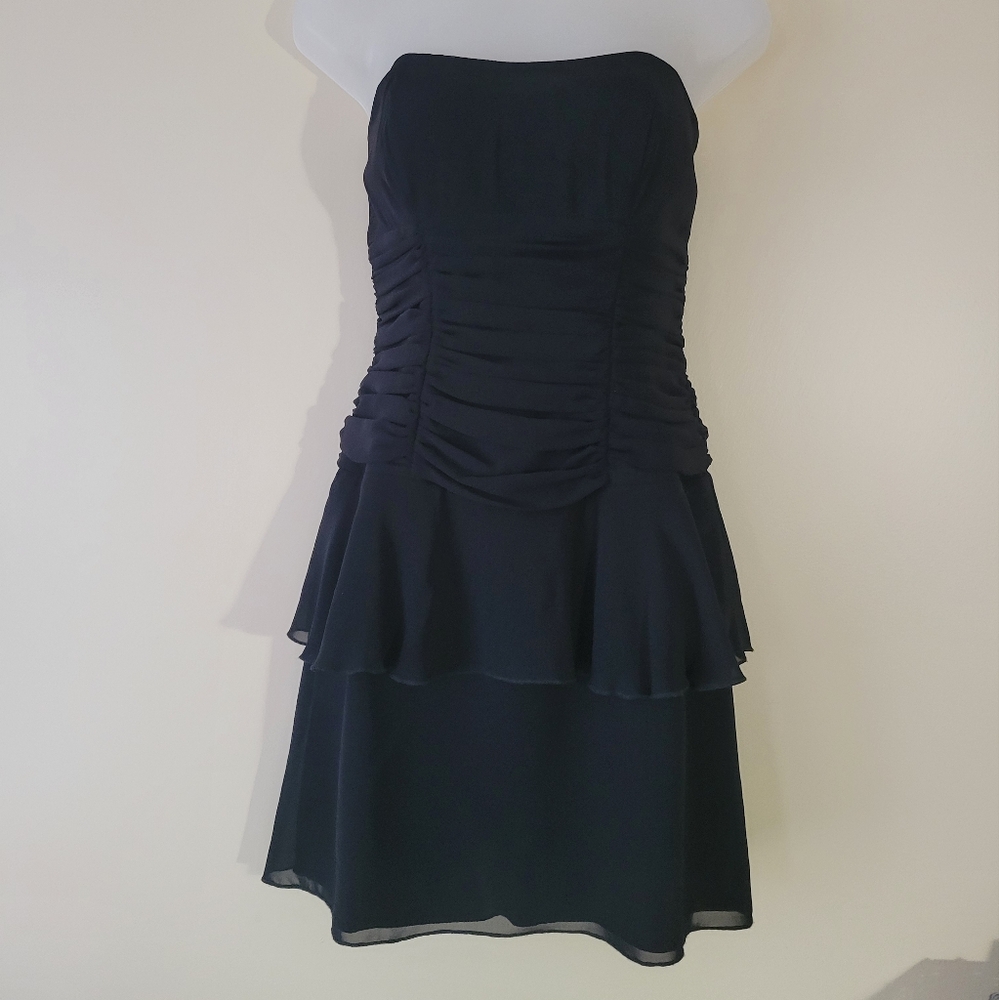 ABS Evening by Allen Schwartz Black Strapless Cocktail party Dress  Size 4 EUC